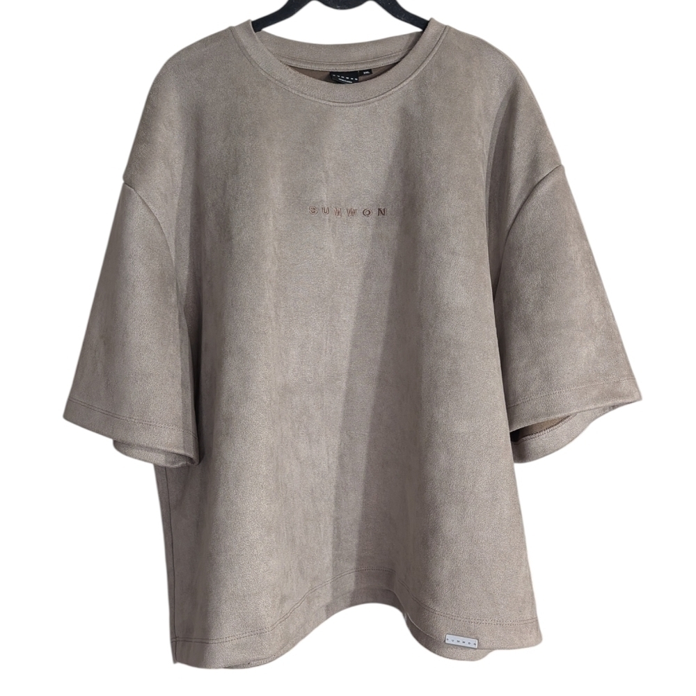 SUMWON Oversized Neutral Tee | Taupe Minimalist Boxy Fit | Streetwear Size XXL - Picture 3 of 8